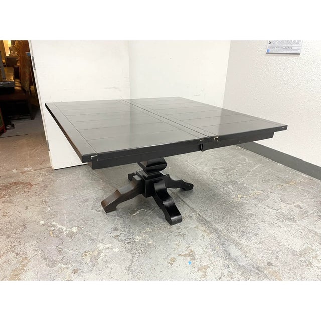 Amish Lincoln Rustic Plank Square Dining Pedestal Table For Sale - Image 4 of 8