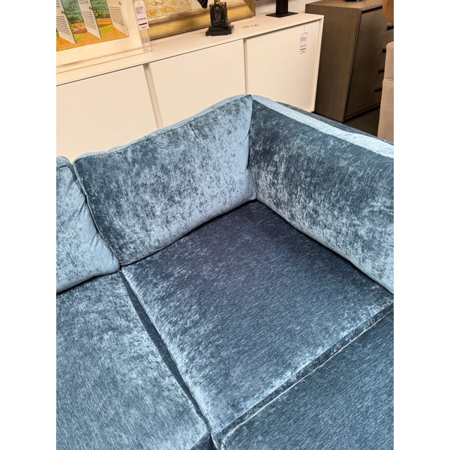 Black Label Home Bespoke Crushed Velvet Sectional, Teal For Sale In San Francisco - Image 6 of 12