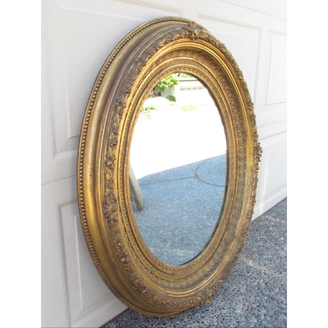Antique English Oval Giltwood Mirror For Sale - Image 10 of 18