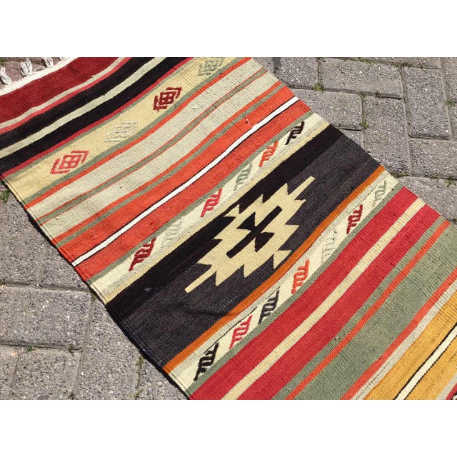 Vintage Hand Woven Aztec Runner Rug Chairish