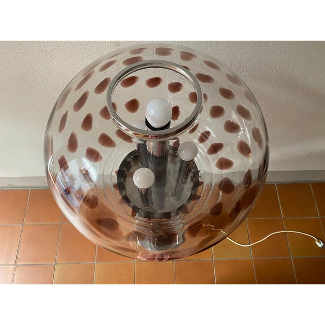 Floor Lamp in Steel and Murano Glass attributed to Mazzega, Italy, 1960s For Sale - Image 6 of 14