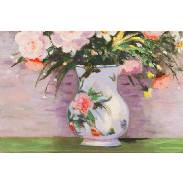 'Still Life in Lilac and Rose', American School, 1980s For Sale - Image 4 of 7