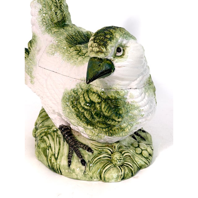 Italian Porcelain Majolica Style Bird Lidded Dish For Sale - Image 4 of 11