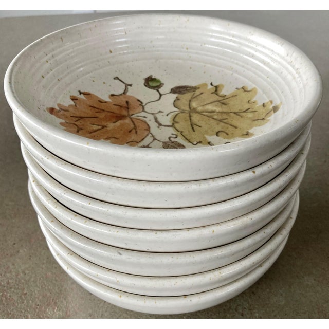 Circa 1959 Metlox PoppyTrail Woodland Gold Stoneware Coupe Bowls – Set of 7 For Sale - Image 15 of 18