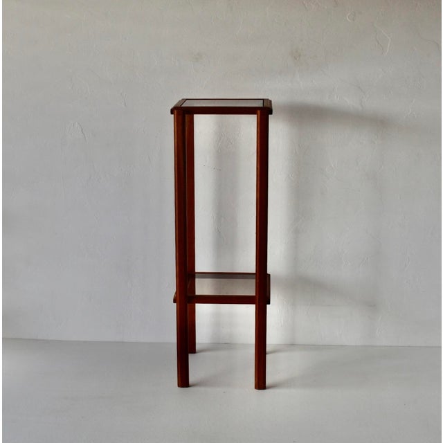 Danish Style Modern Teak Plant Stand Two Tier Smoked Glass For Sale - Image 10 of 14