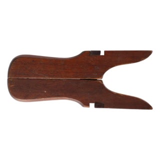 Antique Campaign Folding Mahogany Boot Jack With Boot Pull For Sale