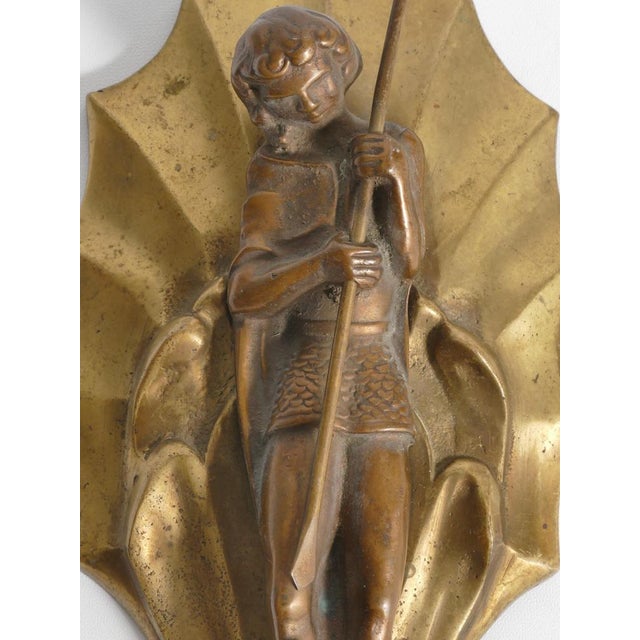 Art Nouveau Brass Wall Sculptures of Saint George, Princess & Dragon, Set of 2 For Sale - Image 6 of 13