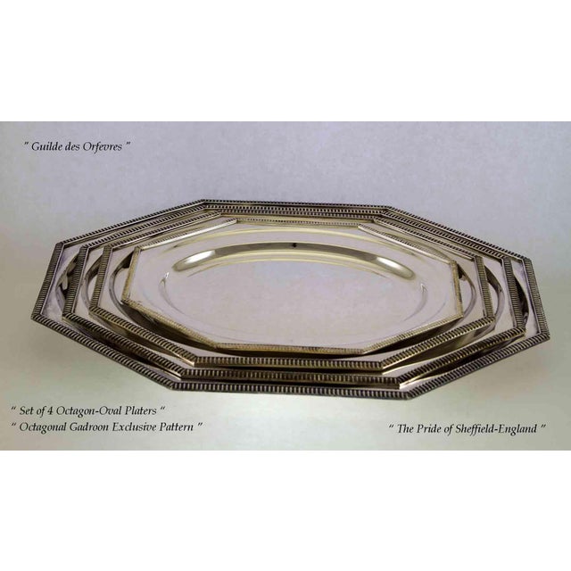 1970’s Vintage/New Silver Octagonal Oval Platter With Gadroon Applied Border For Sale - Image 4 of 12