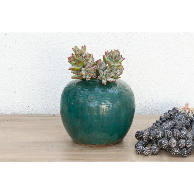 Teal Celadon Glow Asian Vase For Sale - Image 8 of 8
