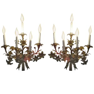 Gilded Metal Sconces - a Pair
