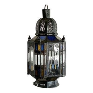 Vintage Boho Punch Cut Metal Moroccan Lantern
