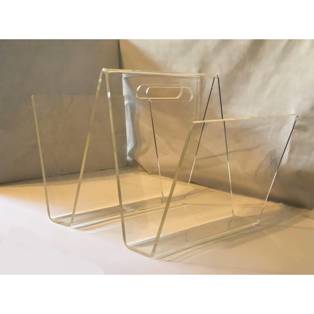 1970’s Clear Lucite Magazine Rack For Sale - Image 4 of 12