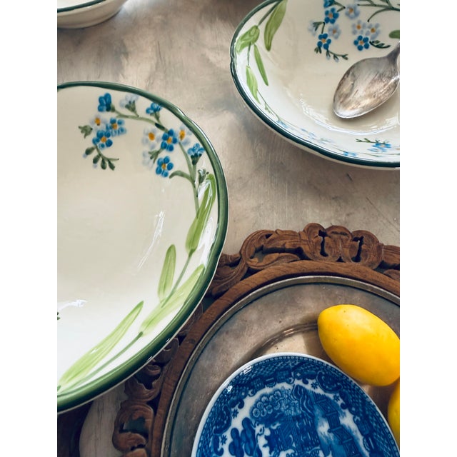 Vintage Franciscan Forget Me Not Bowls 7 Inch Hand Decorated - Set of 4 For Sale - Image 11 of 12