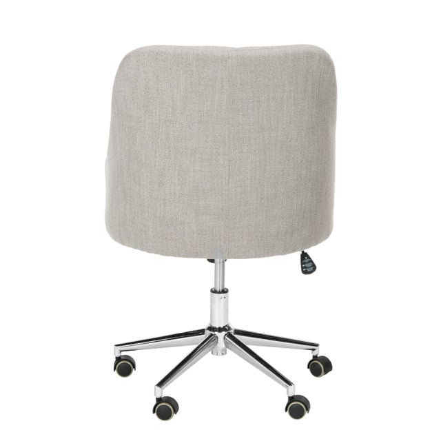 Modern Adrianna Tufted Linen Chrome Leg Swivel Office Chair in Grey & Chrome For Sale - Image 3 of 8