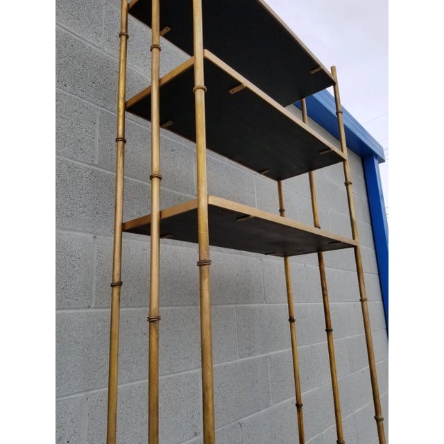 1960s 1960s Brass Etagere in Ebonized Mahogany Shelves and Bamboo Motifs For Sale - Image 5 of 6