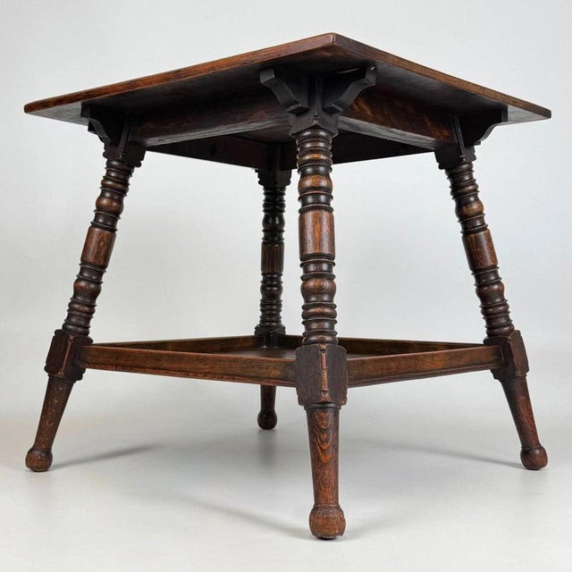 Wood Antique English Oak Side Table, 1900s For Sale - Image 7 of 11
