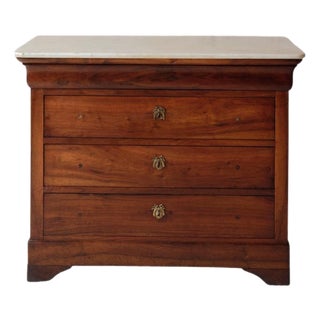 19th Century French Louis Philippe Walnut Chest With Marble Top (D) For Sale