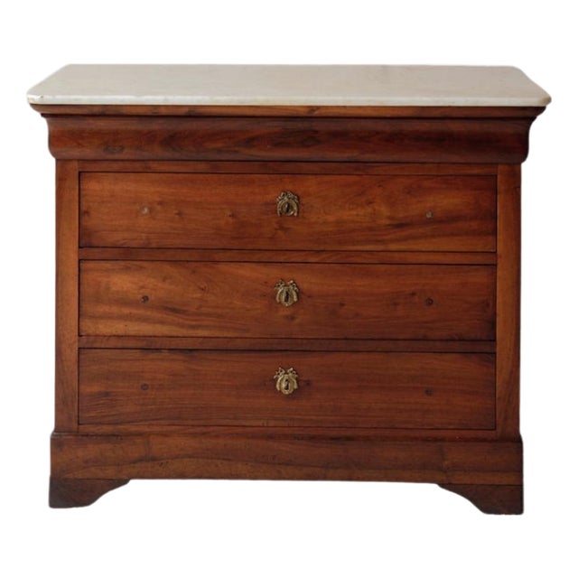 19th Century French Louis Philippe Walnut Chest With Marble Top (D) For Sale