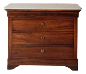 19th Century French Louis Philippe Walnut Chest With Marble Top (D)