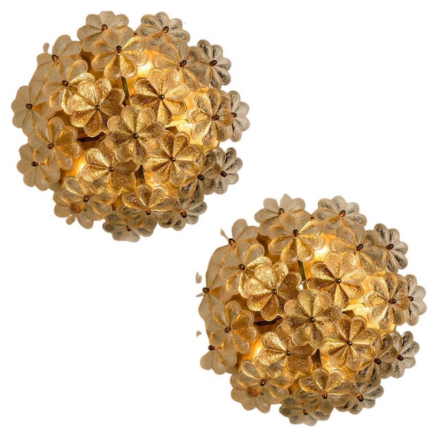 Glass and Brass Floral Wall Light by Ernst Palme, 1970s For Sale - Image 15 of 15