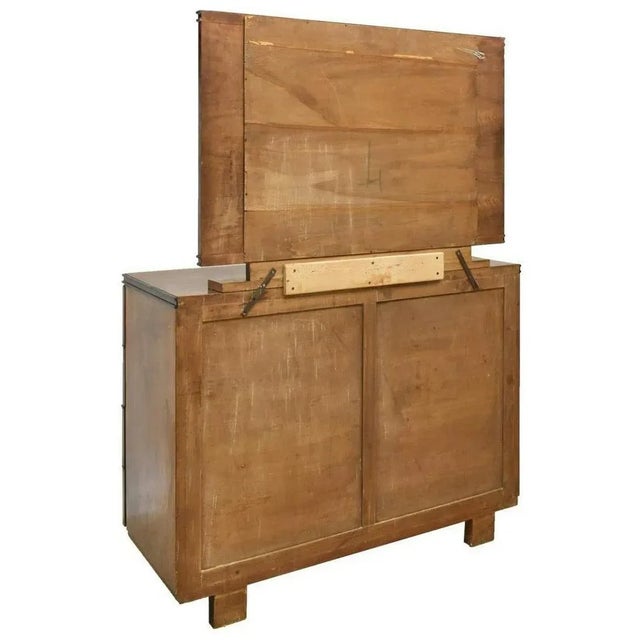 Art Deco 1930s Italian Art Deco Burled Walnut Four Drawer Dresser With Mirror For Sale - Image 3 of 4