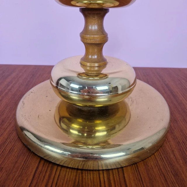 Metal Large Brass and Wood Table Lamp from Veb Narva, 1960s For Sale - Image 7 of 12