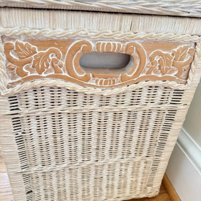 Vintage White Wicker Hamper Storage Chest Jamaican Collection For Sale - Image 9 of 10