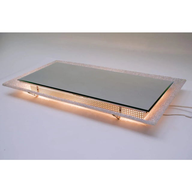 Mid-Century Modern Illuminated Rectangular Acrylic Glass Mirror, 1970s For Sale - Image 3 of 10