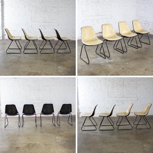 Mid-20th Century Mid-Century Modern Set 4 Krueger Chairs & Tulip Style Base Game or Dining Table For Sale - Image 10 of 12
