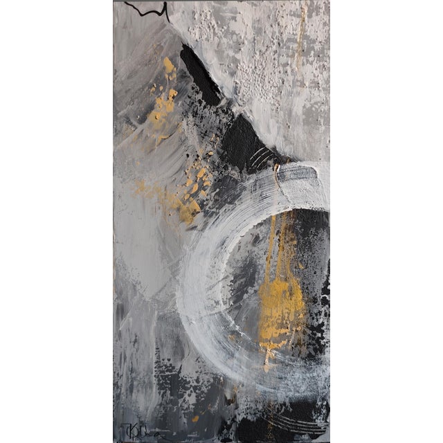 2020s Olha Komisaryk. “Everything Flow, Everything Changes” Monochrome Interior Painting — Original Acrylic Painting on Canvas For Sale - Image 5 of 10