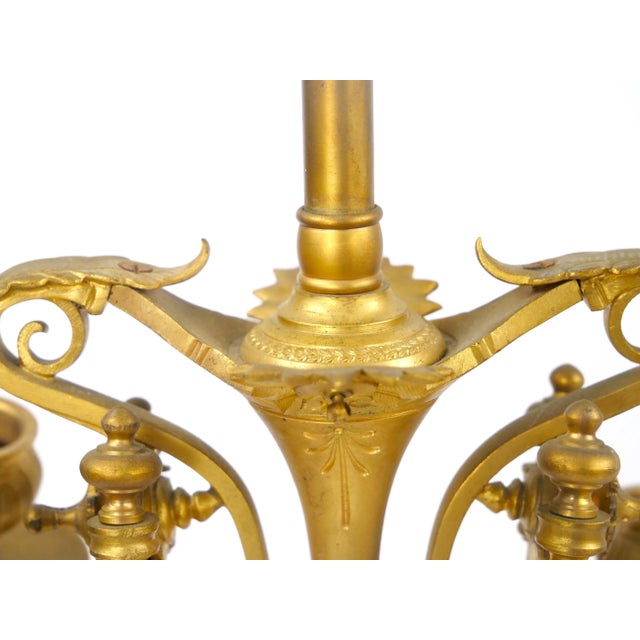 Bronze Antique French Napoleon III Gilt Bronze / Marble Candelabra Lamps For Sale - Image 8 of 12