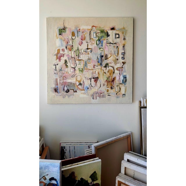 2020s Abstract Expressionist Oil Painting by Lynn Christian Titled, One for You and One for Me. 36 X 36 Inches. For Sale - Image 5 of 6