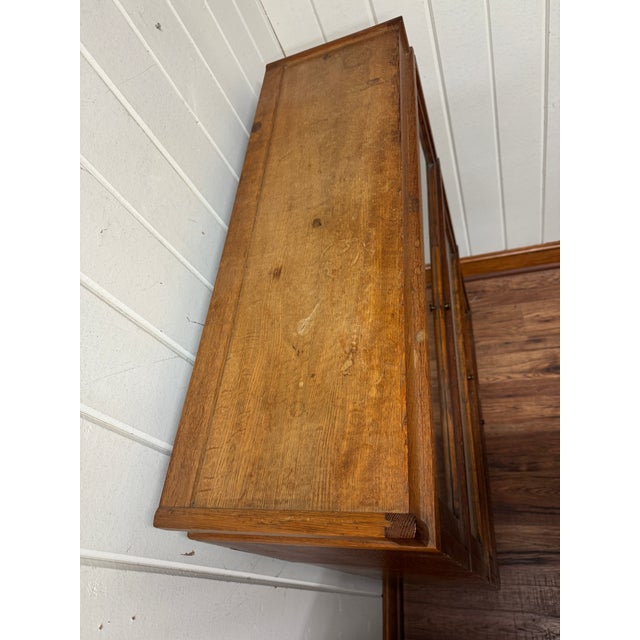Antique Arts & Crafts Style 3 Stack Oak Barristers Book Case For Sale In Philadelphia - Image 6 of 11