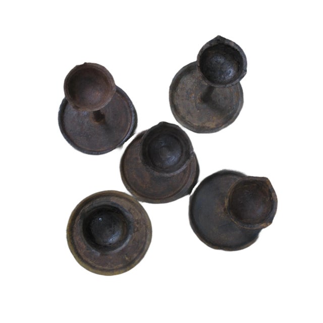 Metal Vintage Oil Burner or Candle Holder, Set of 5 For Sale - Image 7 of 8