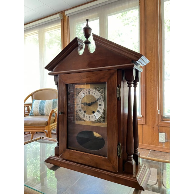 Traditional Jauch West Germany Mahogany Mantle Clock- Circa 1970-1980 For Sale - Image 3 of 12