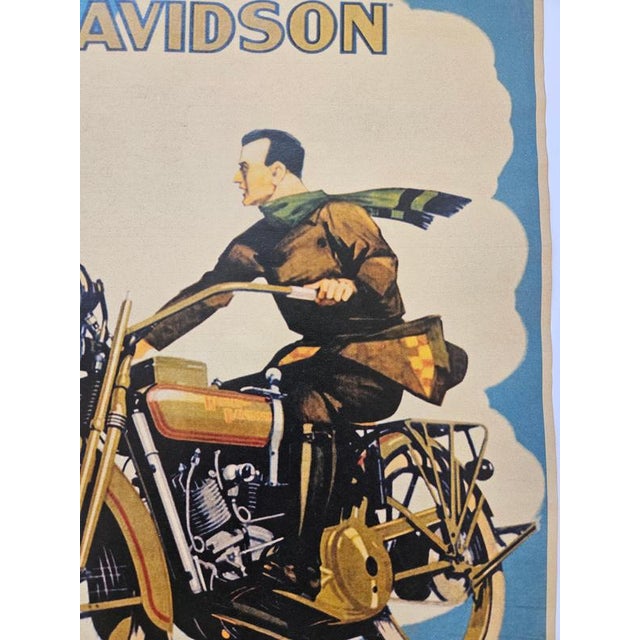 Art Deco Harley Davidson Motorcycle Advertising Poster, 1930s For Sale - Image 4 of 9