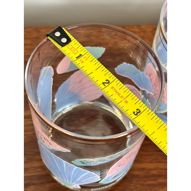 Glass Vintage 1980s Culver Usa Pink Blue Seashell Gold Rim Highball Glasses - Set of 3 For Sale - Image 7 of 7