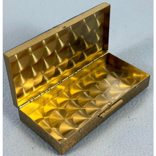 French Antique 19th Century French-Style Gilt Brass and Hand-Painted Enamel Courting Scene Box For Sale - Image 3 of 5