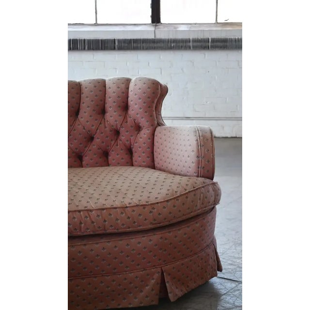 Wood American 1940's Tufted Curved Sofa For Sale - Image 7 of 10