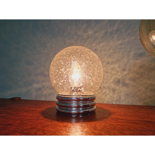 Space Age Table Lamp in Bubbled Glass, 1970s For Sale - Image 11 of 11