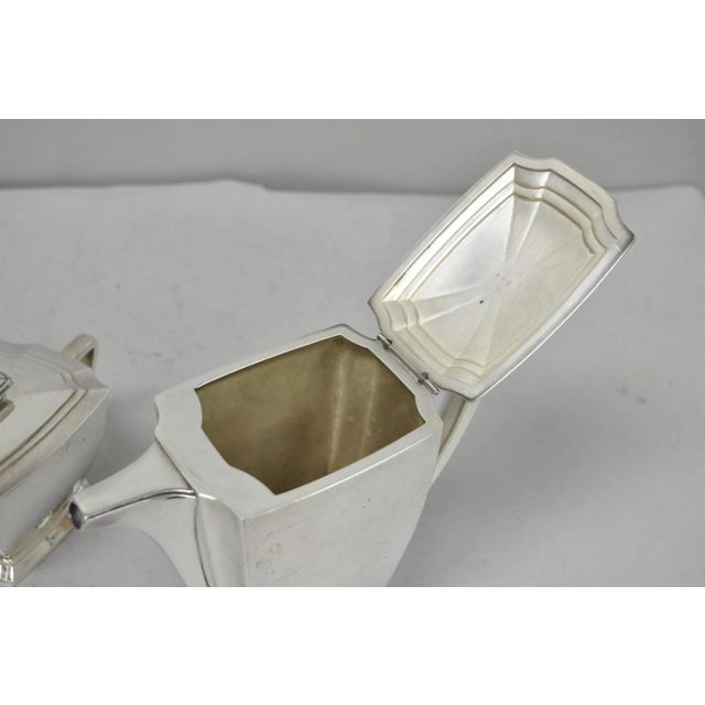 Antique 1847 Rogers Bros "Legacy" Art Deco Silver Plated Tea Set - 3 Pc Set For Sale - Image 9 of 18