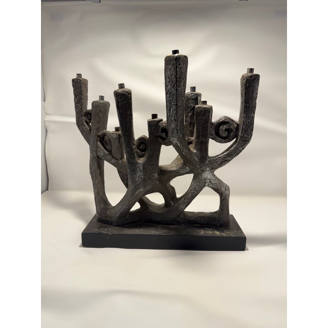 Mid-Century Modern 1970s Midcentury Klara Sever Austin Product Brutalist Candelabra Menorah For Sale - Image 3 of 6