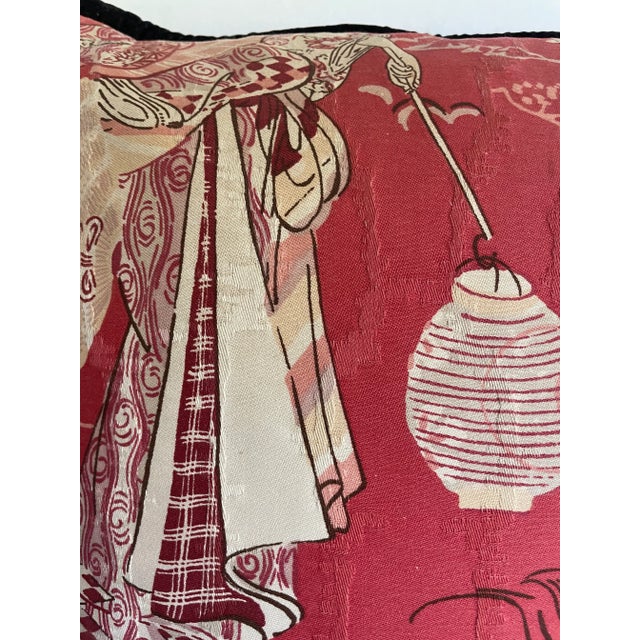 Pair of Custom Made Geisha Floral Down Filled Pillows For Sale - Image 4 of 12