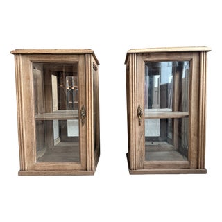 Small Art Deco Oak Display Cabinets, 1920s, Set of 2 For Sale