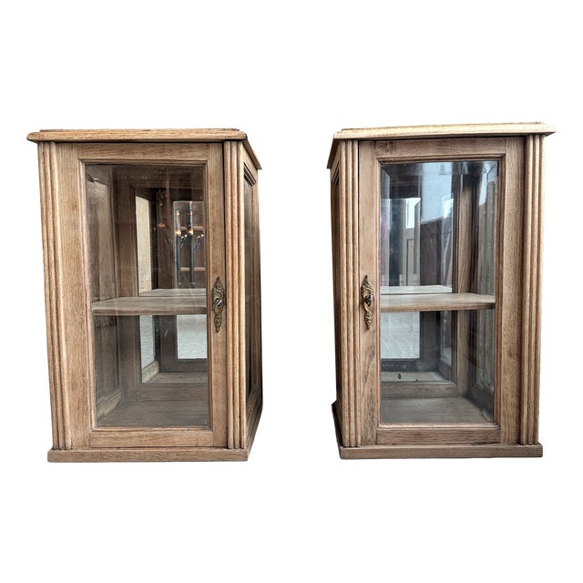 Small Art Deco Oak Display Cabinets, 1920s, Set of 2 For Sale