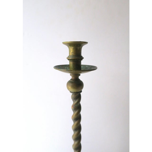 English Brass Barley Twist Candlestick Holders, Pair, Circa Late-19th Century For Sale - Image 12 of 15