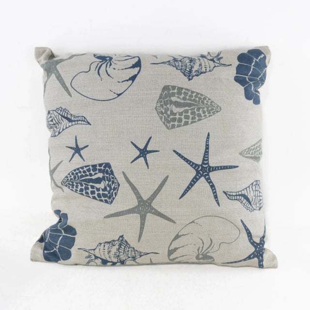 Coastal Seashell and Starfish Print Pillow – Oceanic Charm For Sale - Image 11 of 11