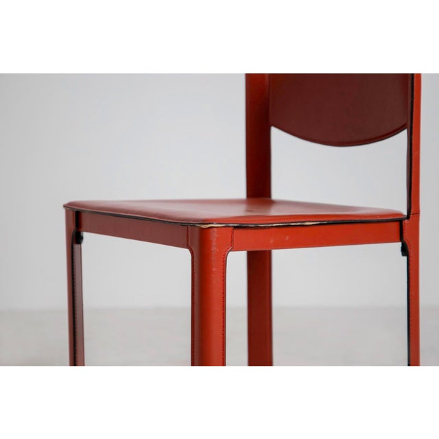 Vintage Chairs in Leather Red from Matteo Grassi, 1980, Set of 4, in Good conditions. Designed 1980 to 1989 This piece has...