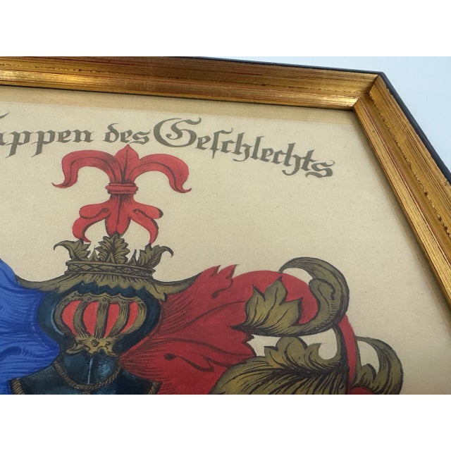 Framed French Family Marron Coat of Arms, 19th Century For Sale - Image 5 of 9