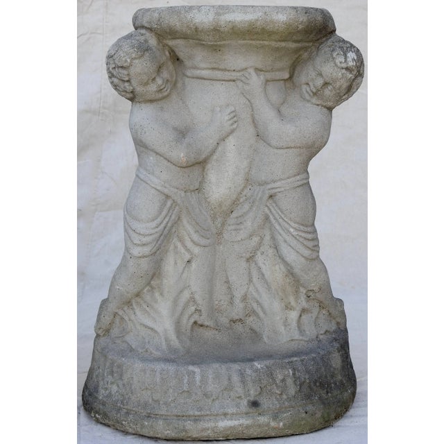 Pair of Cast Concrete Cherub Pedestals For Sale - Image 11 of 13
